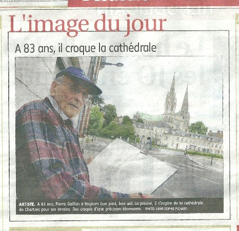 pierre guillon peint sur le vif la cathédrale de Chartres.